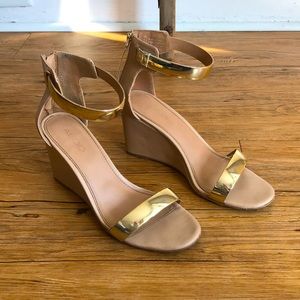 Gold Ankle Wedge Sandal